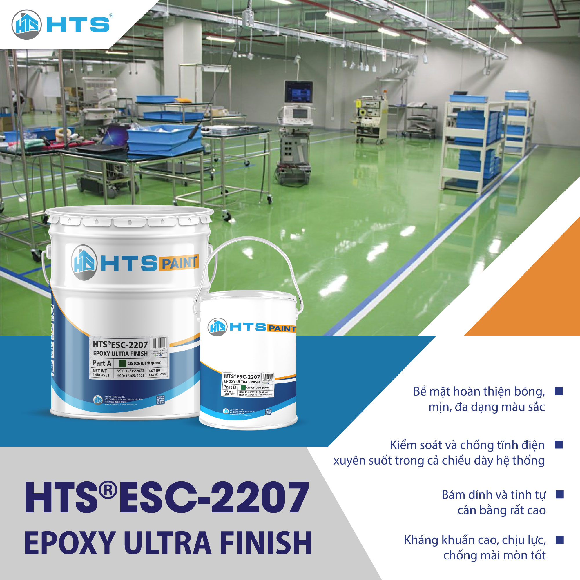 HTS®ESC-2207 - SƠN PHỦ EPOXY CAO CẤP CHỐNG TĨNH ĐIỆN